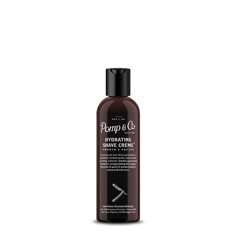 Pomp & Co. Shave Creme - vooraanzicht zwarte fles met flip-dop