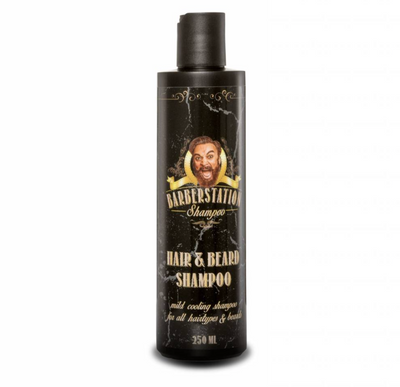 Barberstation Hair & Beard Shampoo - vooraanzicht zwarte fles 250 ml