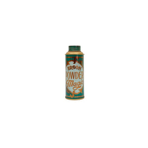 BROSH Styling Powder - vooraanzicht groen strooibusje met koperkleurige letters