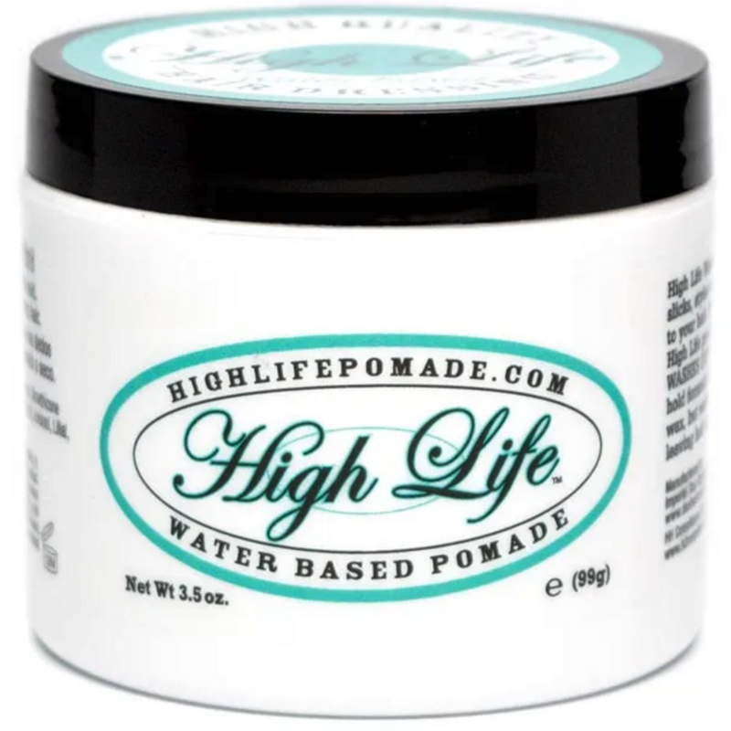 High Life Water Based Pomade - vooraanzicht wit potje met groen ovaal logo