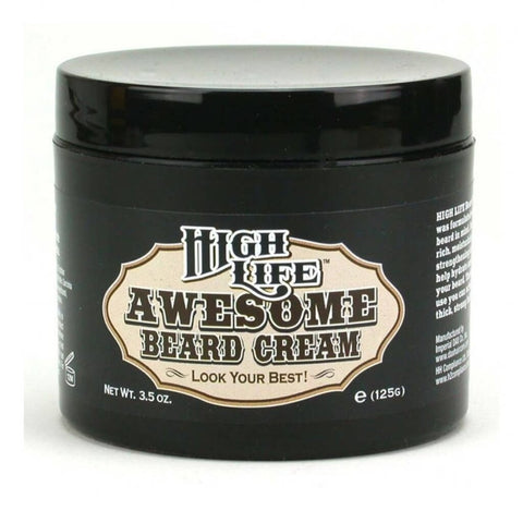 High Life Awesome Beard Cream - vooraanzicht zwart potje met vintage etiket