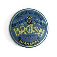 BROSH Unscented Original Hold Pomade - close-up blauwe deksel met owl-logo