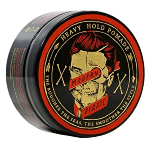 Modern Pirate Heavy Hold Pomade (Red) - schuin bovenaanzicht blik met rood-goud deksel