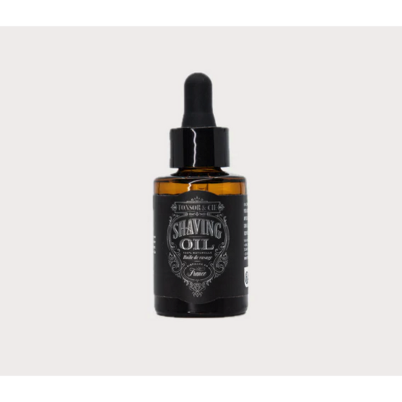 Tonsor & Cie Shaving Oil Ice - vooraanzicht amberkleurig druppelflesje met zwart etiket