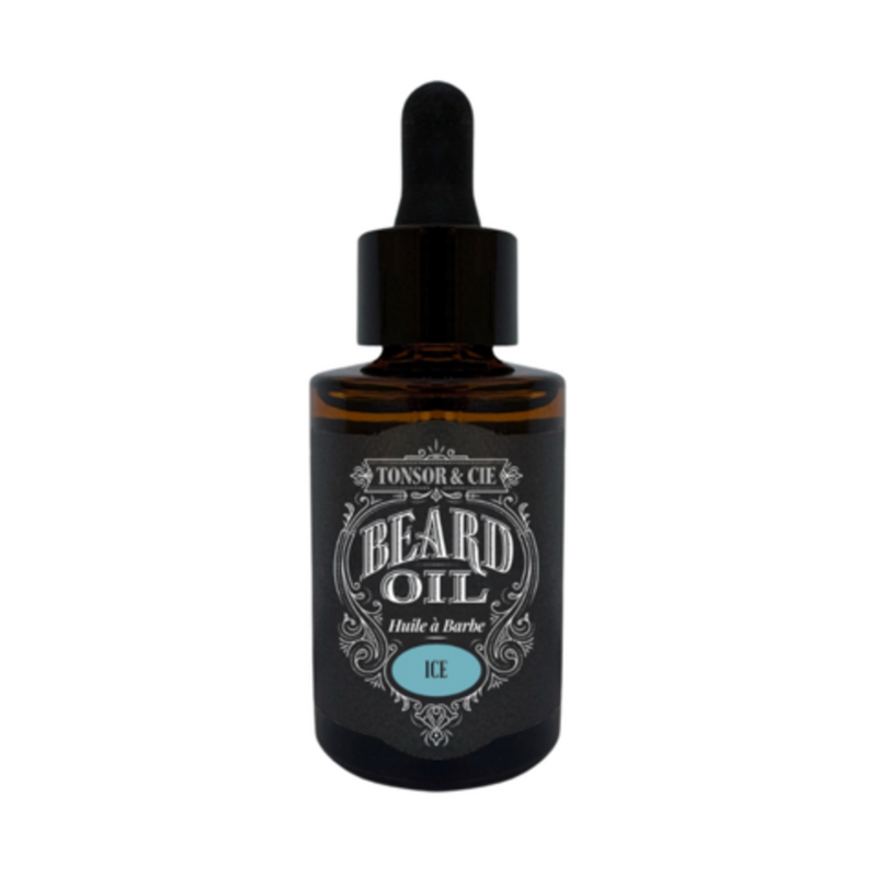 Tonsor & Cie Baardolie Ice - vooraanzicht amberkleurig druppelflesje met pipet