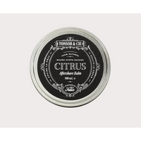 Tonsor & Cie Aftershave Balm Citrus - bovenaanzicht gesloten blik met zwart etiket, 100 mL