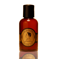 JS Sloane Baardolie - amberkleurige fles vooraanzicht met rond etiket, witte studio