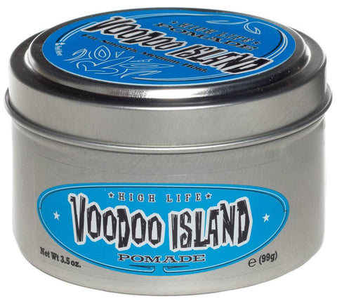 High Life Voodoo Island Pomade - blauw blik met deksel, vooraanzicht 99g
