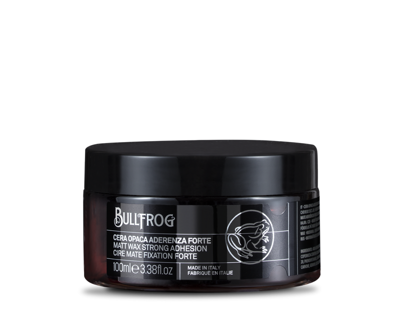 Bullfrog Strong Adhesion Matte Wax - vooraanzicht gesloten pot met etiket