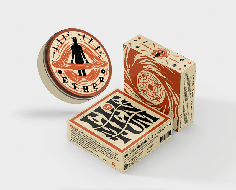 By Elementum Ether Hybrid Matte Clay - pot met Ether-deksel naast dichte verpakkingsdoos