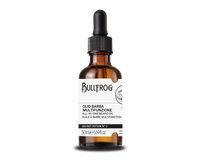 Bullfrog Secret Potion No. 3 Beard Oil - vooraanzicht bruin glazen flesje met pipetdop en etiket