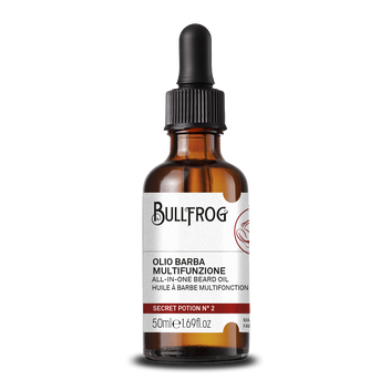 Bullfrog Secret Potion No. 2 Beard Oil - vooraanzicht amberflesje met pipet