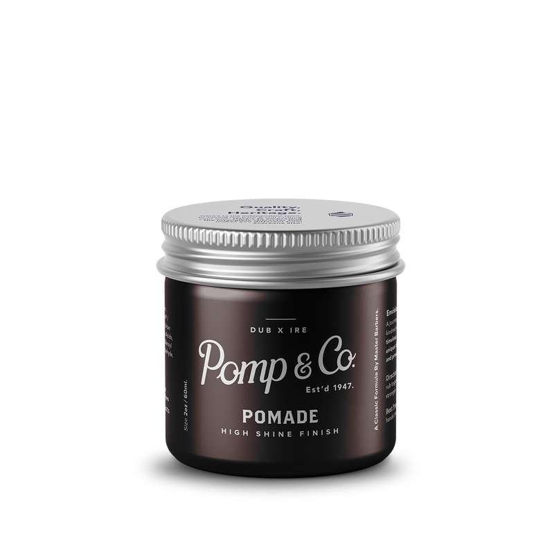 Pomp & Co. Pomade - vooraanzicht gesloten pot met zilveren deksel