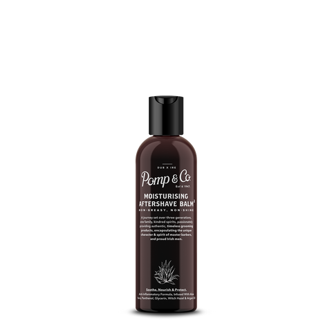 Pomp & Co. After Shave Balm - bruine fles 100ml, vooraanzicht met etiket