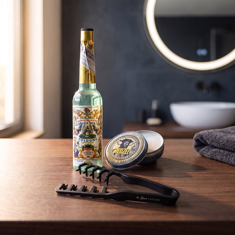 Set regalo Barber, il set completo su un piano in legno
