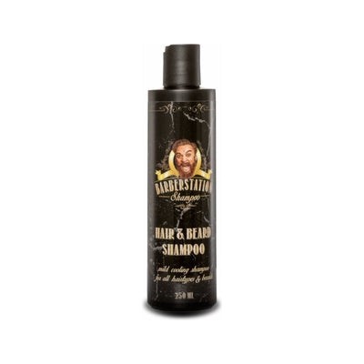 Barberstation Hair & Beard Shampoo - vooraanzicht zwarte fles 250 ml