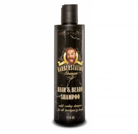 Barberstation Hair & Beard Shampoo - vooraanzicht zwarte fles 250 ml