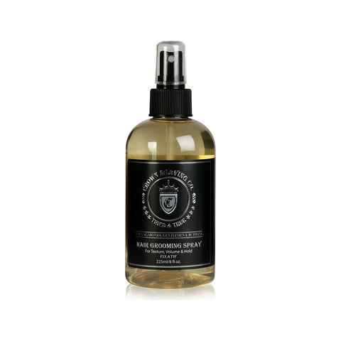 Crown Shaving Co. Grooming Spray - vooraanzicht sprayfles met zwart etiket, 225ml