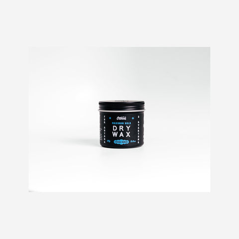 O'Douds Dry Wax - vista frontale del barattolo nero con scritte blu e coperchio