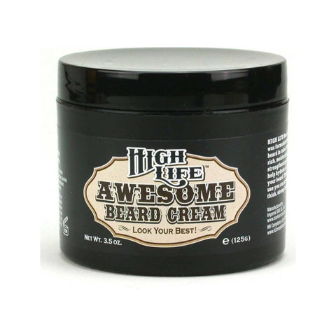 High Life Awesome Beard Cream - vooraanzicht zwart potje met vintage etiket