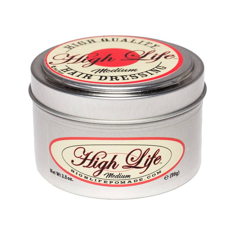 High Life Medium Pomade - metalen blik met rood-wit etiket, vooraanzicht