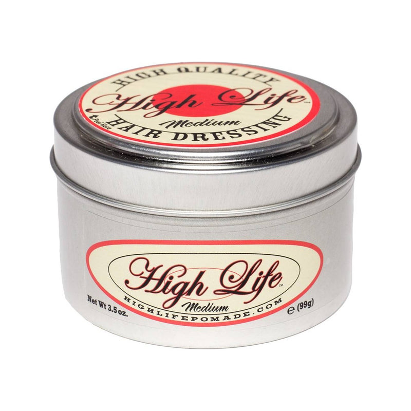 High Life Medium Pomade - metalen blik met rood-wit etiket, vooraanzicht