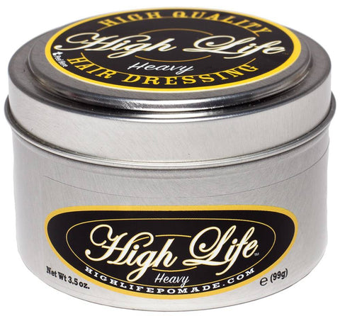 High Life Heavy Pomade - metalen blik met zwart-goud etiket, vooraanzicht