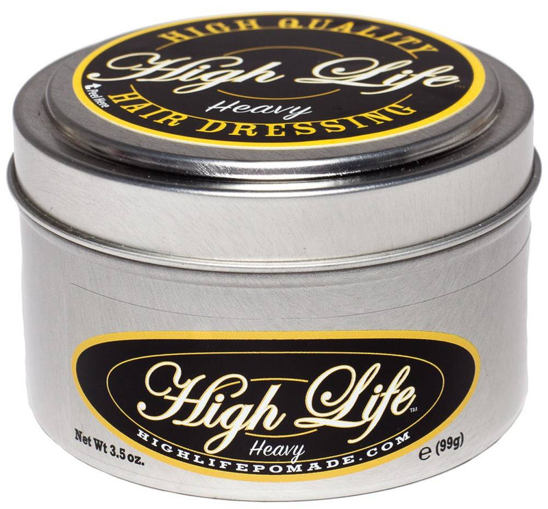 High Life Heavy Pomade - metalen blik met zwart-goud etiket, vooraanzicht