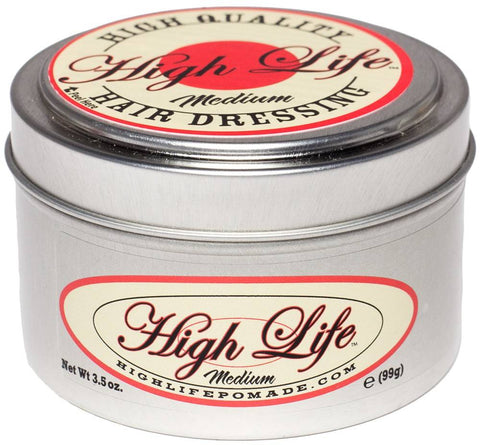 High Life Medium Pomade - metalen blik met rood-wit etiket, vooraanzicht