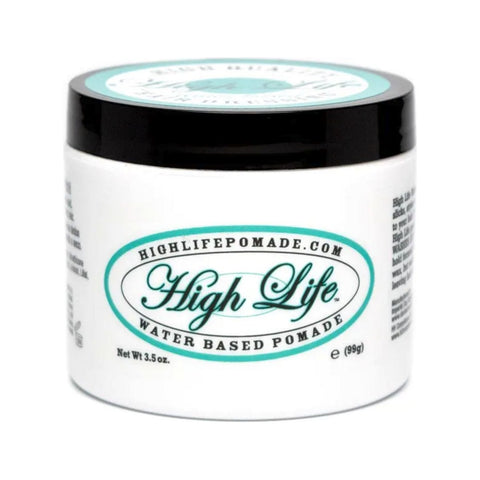 High Life Water Based Pomata - vista frontale barattolo bianco con logo ovale verde