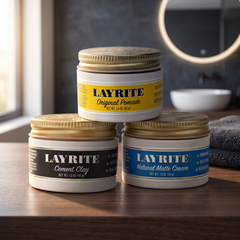 Layrite Trio di prova, il set completo su un piano in legno