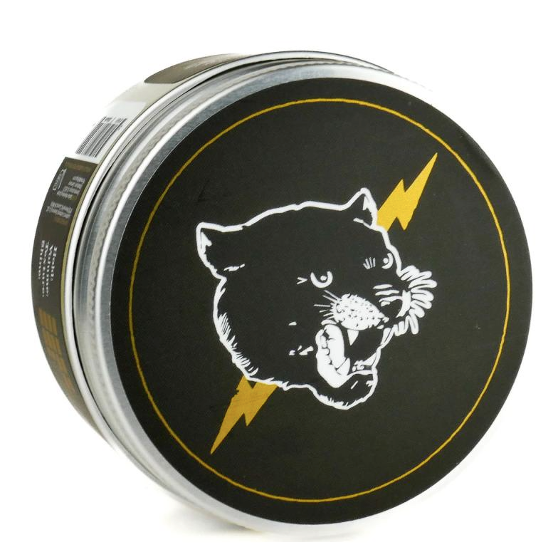 Lockhart's Paradox Sex Machine Pomade - blik met zwart deksel en witte panter-illustratie