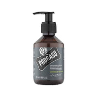 Proraso Baardshampoo Cypress & Vetyver - vooraanzicht bruine pompfles met grijs etiket
