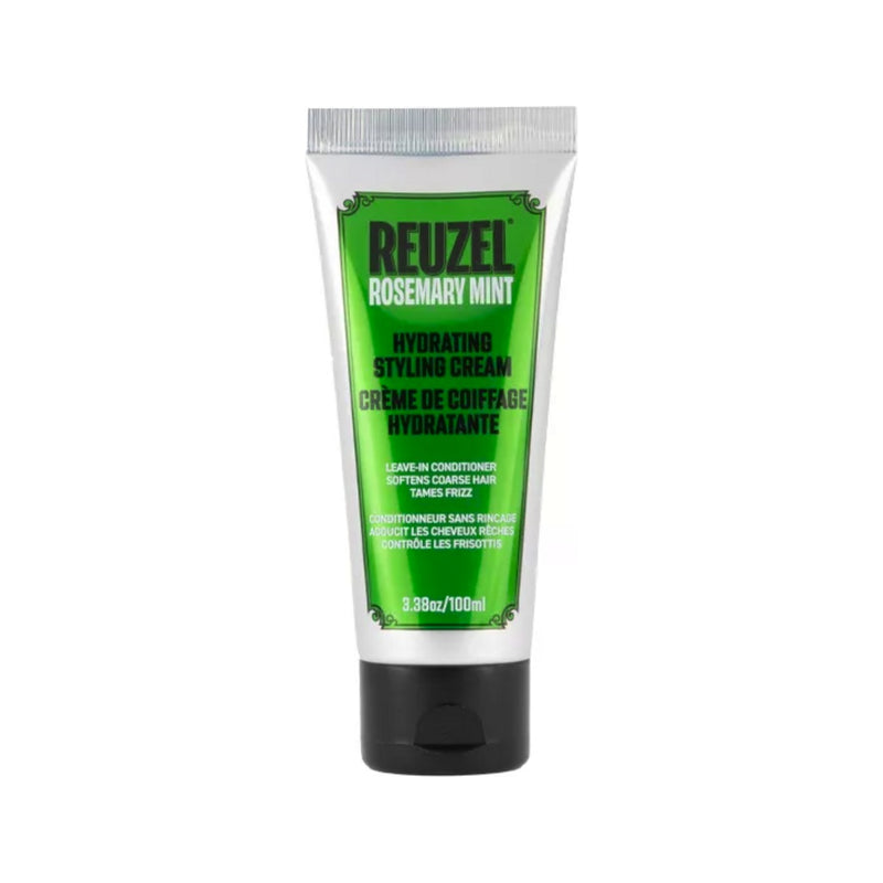 Reuzel Hydrating Styling Cream - vooraanzicht groene tube Rosemary Mint op witte achtergrond