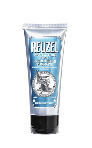 Reuzel Matte Styling Paste, vista frontale del tubetto blu con etichetta