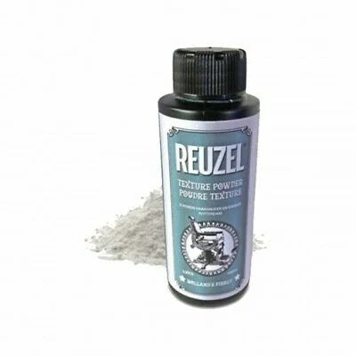 Reuzel Matte Texture Powder - vooraanzicht flesje met wit poeder ernaast