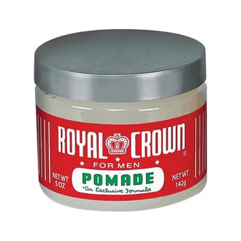 Royal Crown Pomade - barattolo trasparente con etichetta rossa e coperchio argentato