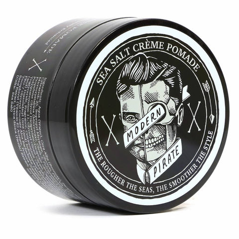 Modern Pirate Sea Salt Creme Pomade - zwart potje, deksel met piraat-logo