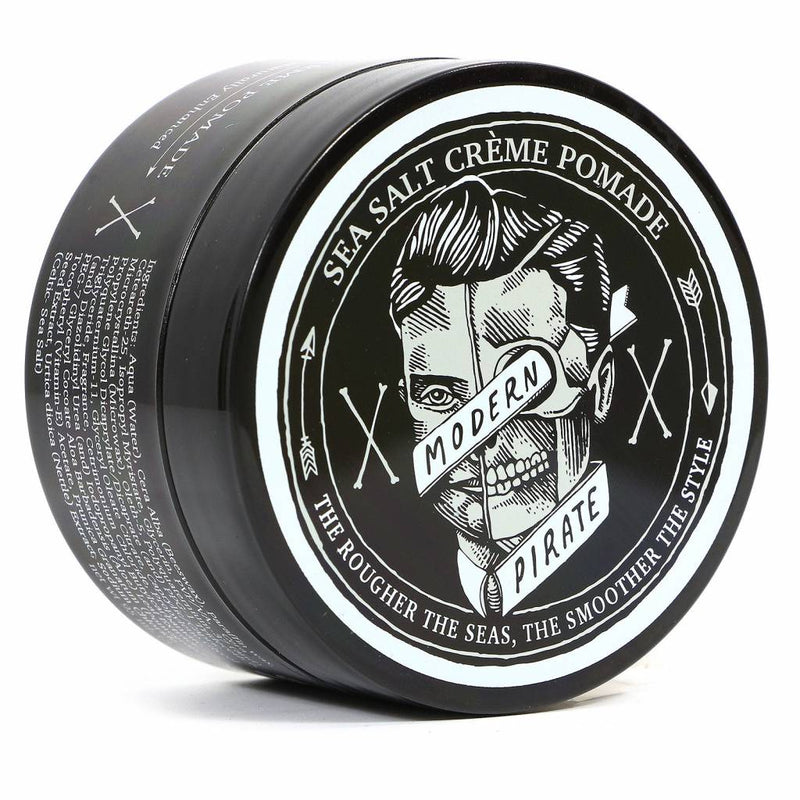 Modern Pirate Sea Salt Creme Pomade - zwart potje, deksel met piraat-logo