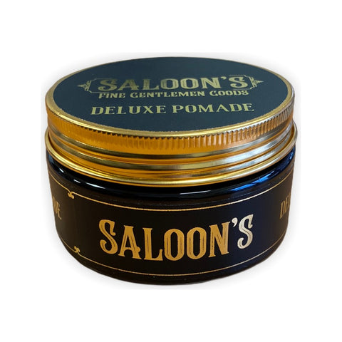 Saloon's Deluxe Pomade - zwart-goud potje met gesloten deksel, vooraanzicht