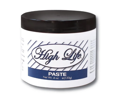 High Life Paste - witte pot met zwarte deksel, vooraanzicht etiket 120g