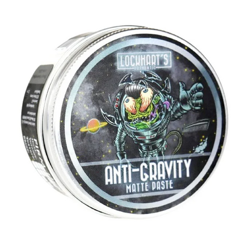 Lockhart's Anti Gravity Matte Paste - blik met ruimtemonster-illustratie, schuin aanzicht