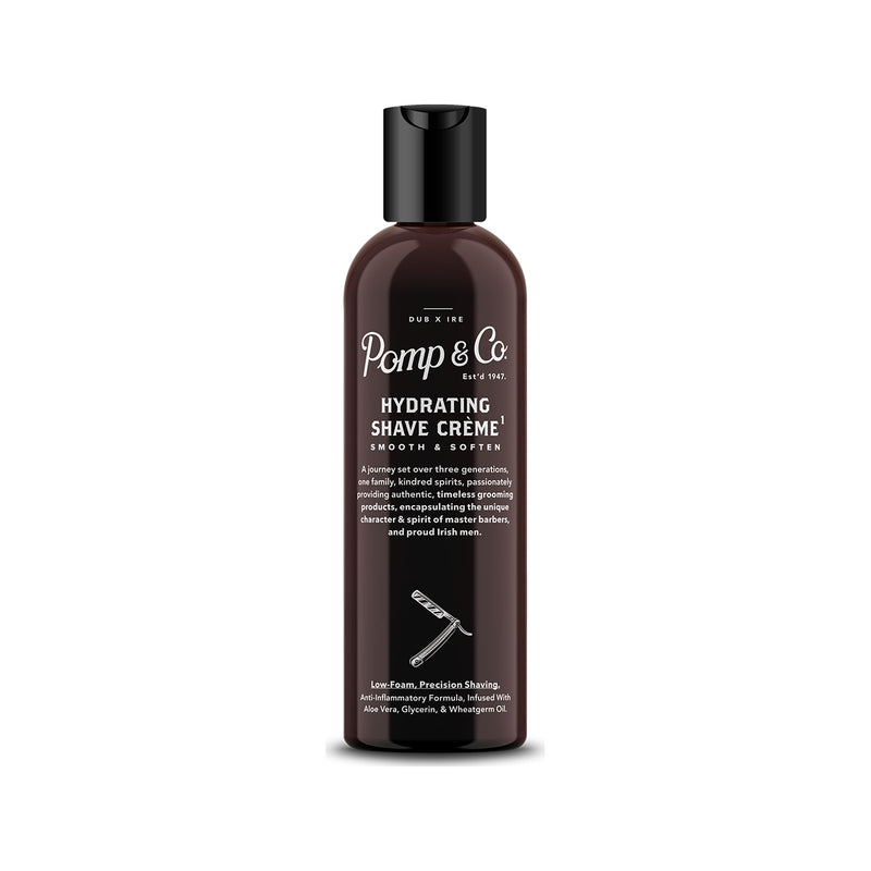 Pomp & Co. Shave Creme - vooraanzicht zwarte fles met flip-dop