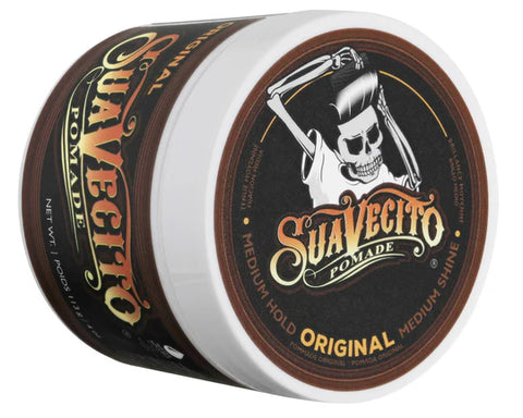 Suavecito Original Hold Pomade - gesloten pot met skull-logo, zijaanzicht