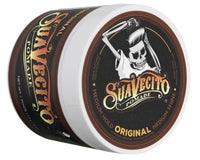 Suavecito Original Hold Pomade - gesloten pot met skull-logo, zijaanzicht