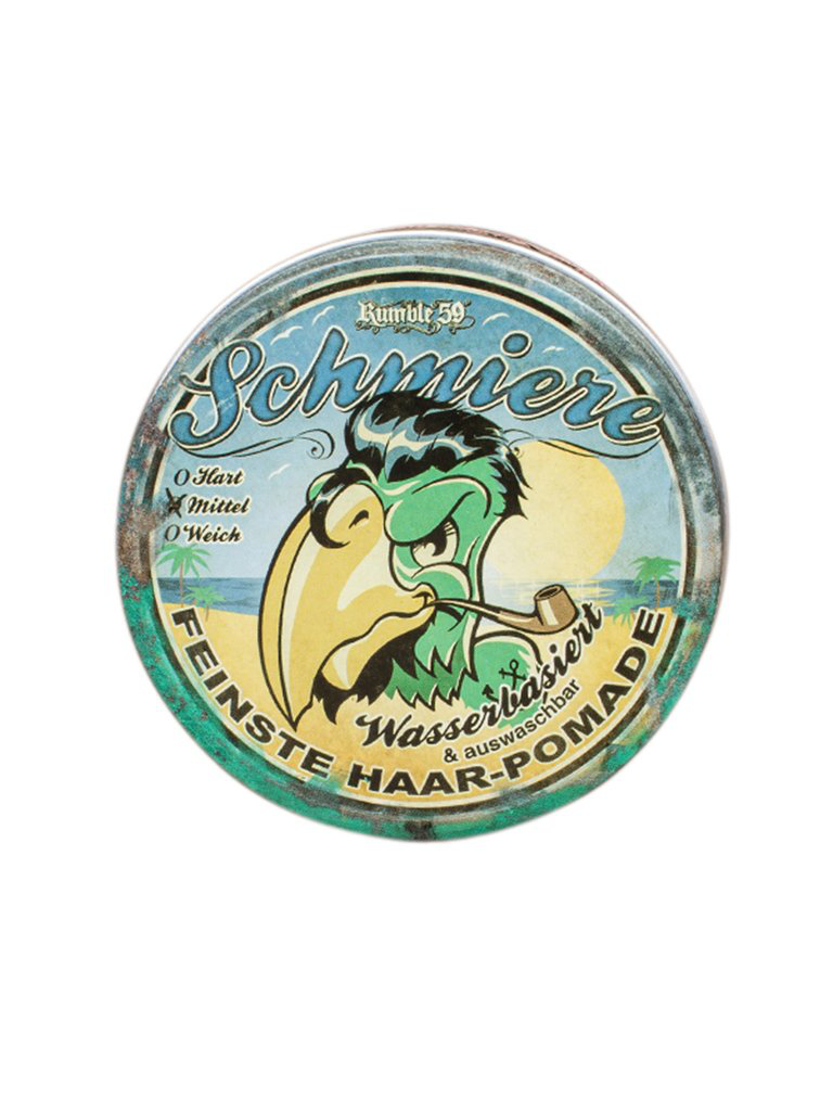 Schmiere Medium Waterbased Pomade - barattolo con uomo verde e pipa sul coperchio